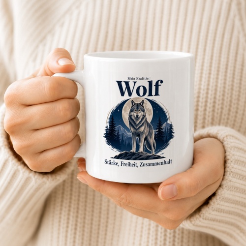 Tasse »Mein Krafttier: Wolf – Stärke, Freiheit, Zusammenhalt«