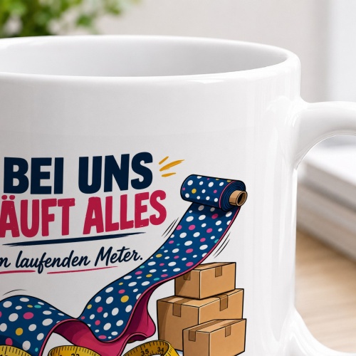Tasse »Bei uns läuft alles am laufenden Meter.«