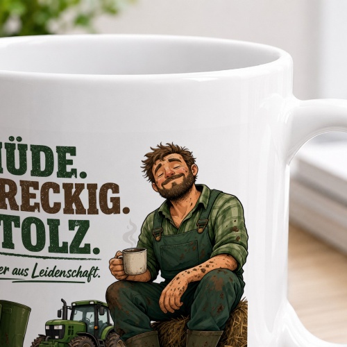 Tasse »Müde. Dreckig. Stolz. Bauer aus Leidenschaft.«