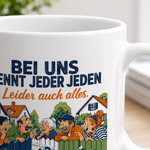 Tasse »Bei uns kennt jeder jeden Leider auch alles.«