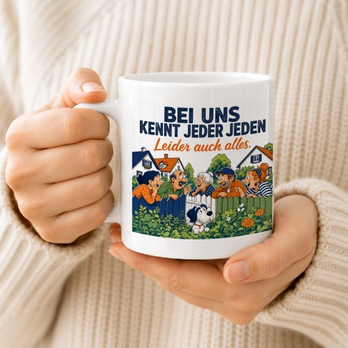 Tasse »Bei uns kennt jeder jeden Leider auch alles.«