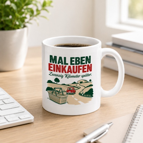 Tasse »Mal eben einkaufen Zwanzig Kilometer...