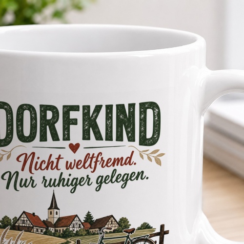 Tasse »Dorfkind Nicht weltfremd. Nur ruhiger gelegen.«