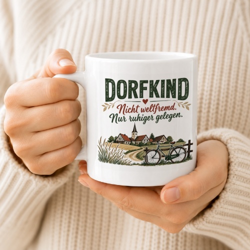 Tasse »Dorfkind Nicht weltfremd. Nur ruhiger gelegen.«