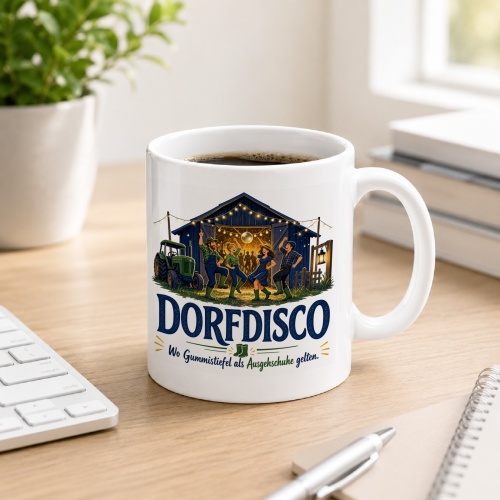 Tasse »Dorfdisco Wo Gummistiefel als Ausgehschuhe...