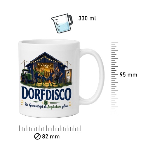 Tasse »Dorfdisco Wo Gummistiefel als Ausgehschuhe gelten.«