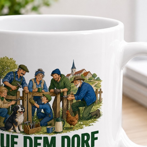 Tasse »Auf dem Dorf hilft jeder jedem.«