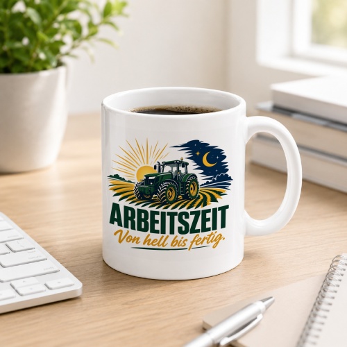 Tasse »Arbeitszeit von hell bis fertig.«