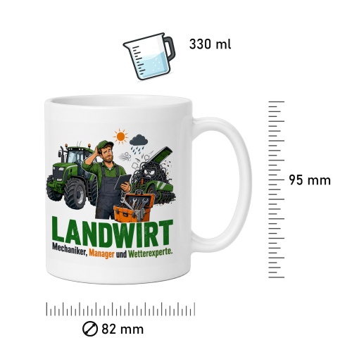 Tasse »Landwirt Mechaniker, Manager und Wetterexperte.«