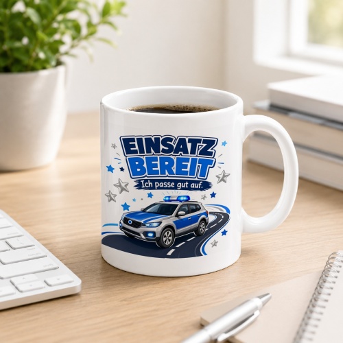 Tasse »Einsatz bereit Ich passe gut auf.«