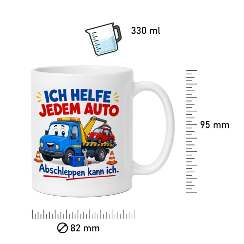 Tasse »Ich helfe jedem Auto Abschleppen kann ich.«