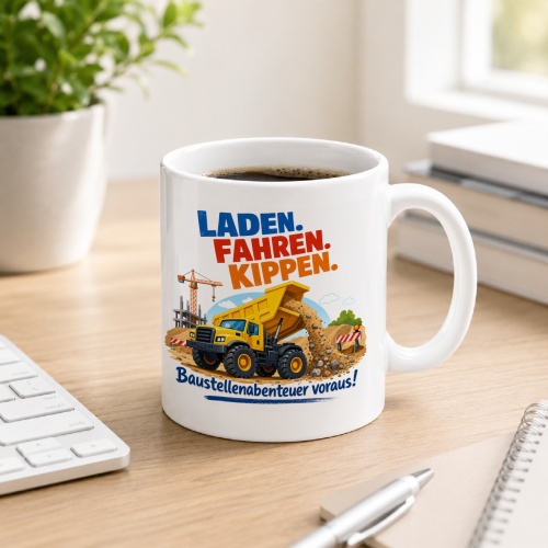Tasse »Laden. Fahren. Kippen. Baustellenabenteuer...