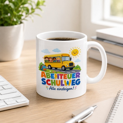 Tasse »Abenteuer Schulweg Alle einsteigen!«