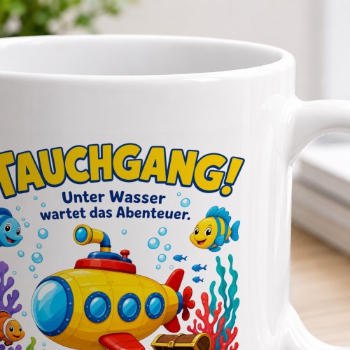 Tasse »Tauchen! Unter Wasser wartet das Abenteuer.«