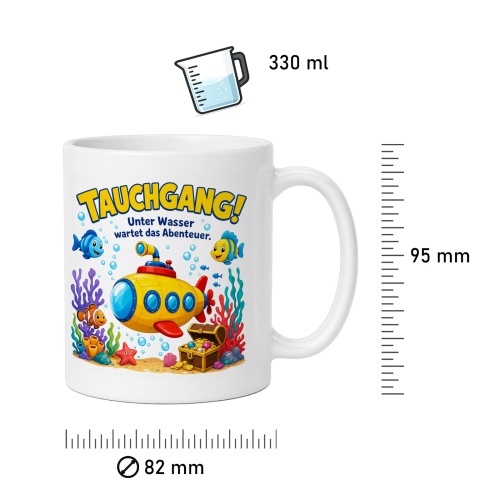 Tasse »Tauchen! Unter Wasser wartet das Abenteuer.«