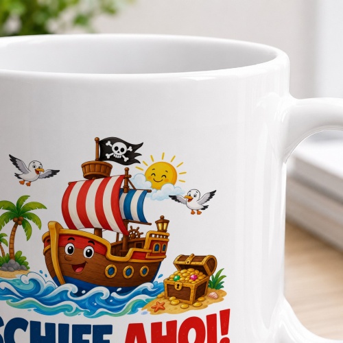 Tasse »Schiff Ahoi! Kleine Kapitäne auf großer Fahrt.«