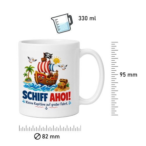 Tasse »Schiff Ahoi! Kleine Kapitäne auf großer Fahrt.«