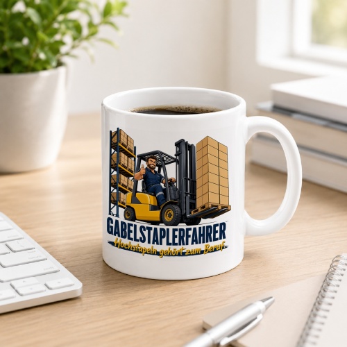 Tasse »Gabelstaplerfahrer Hochstapeln gehört...