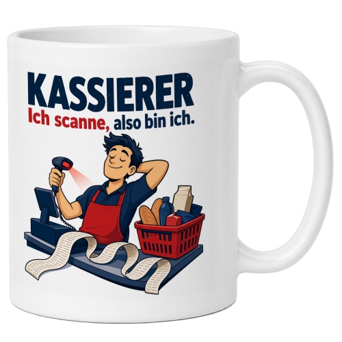 Tasse »Kassierer Ich scanne, also bin ich.«