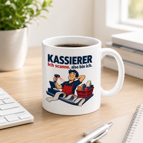 Tasse »Kassierer Ich scanne, also bin ich.«