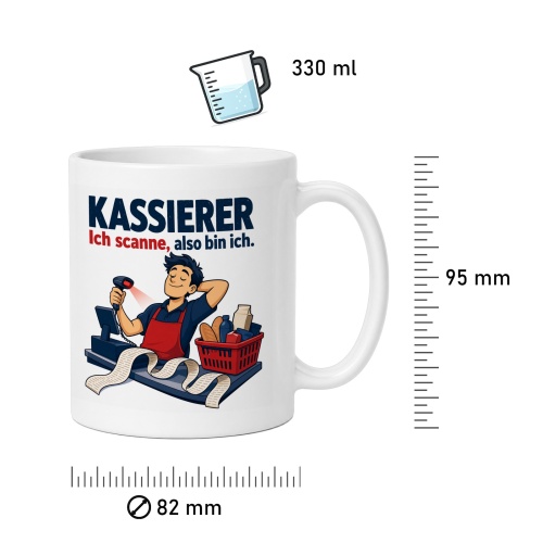 Tasse »Kassierer Ich scanne, also bin ich.«