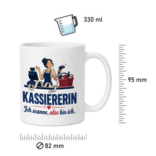 Tasse »Kassiererin Ich scanne, also bin ich.«