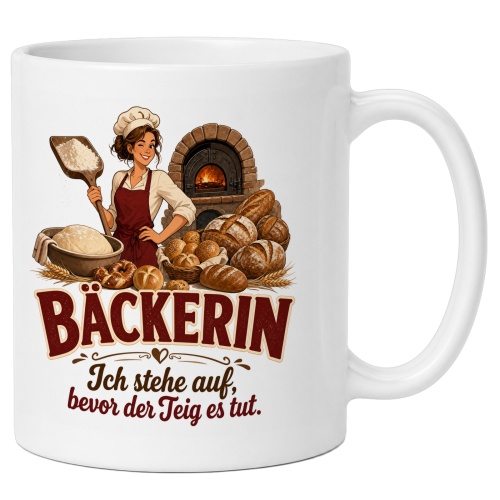 Tasse »Bäckerin Ich stehe auf, bevor der Teig...