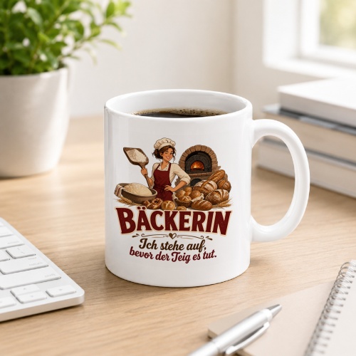 Tasse »Bäckerin Ich stehe auf, bevor der Teig es tut.«