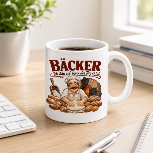 Tasse »Bäcker Ich stehe auf, bevor der Teig es tut.«