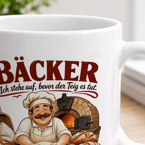 Tasse »Bäcker Ich stehe auf, bevor der Teig es tut.«
