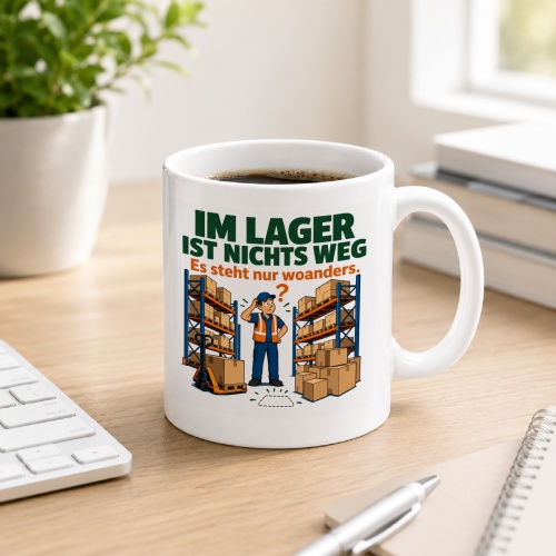 Tasse »Im Lager ist nichts weg Es steht nur woanders.«