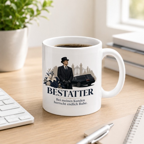 Tasse »Bestatter Bei meinen Kunden herrscht endlich Ruhe.«