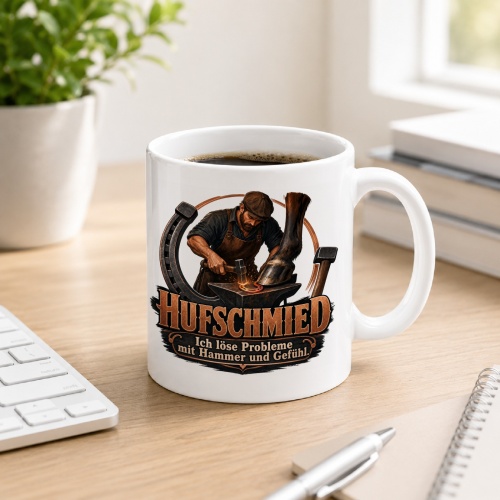 Tasse »Hufschmied Ich löse Probleme mit Hammer und Gefühl!«