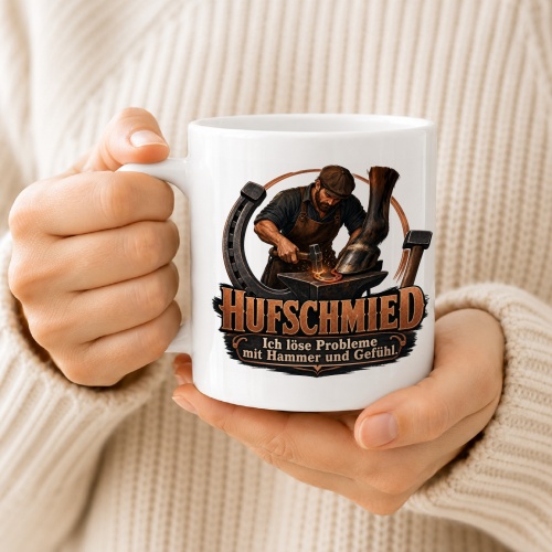 Tasse »Hufschmied Ich löse Probleme mit Hammer und Gefühl!«