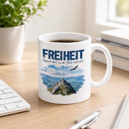 Tasse »Freiheit beginnt dort, wo der Blick weit...