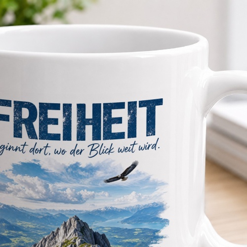 Tasse »Freiheit beginnt dort, wo der Blick weit wird.«