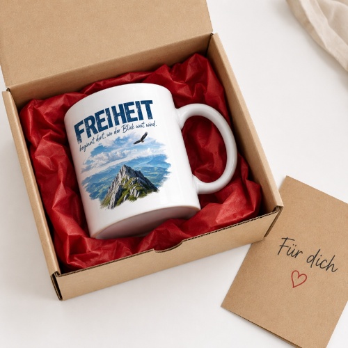 Tasse »Freiheit beginnt dort, wo der Blick weit wird.«