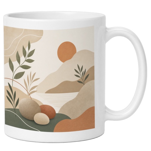 Tasse mit abstrakter Landschaft