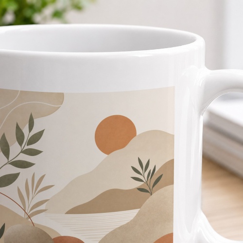 Tasse mit abstrakter Landschaft