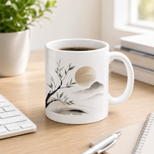 Tasse mit Berglandschaft