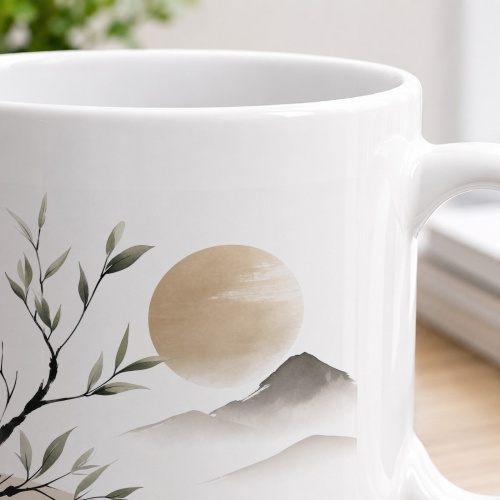 Tasse mit Berglandschaft