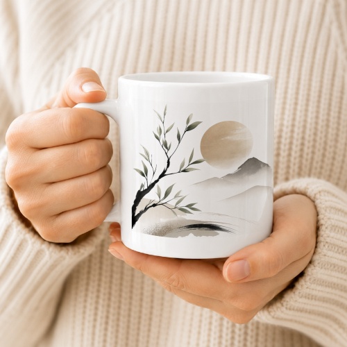 Tasse mit Berglandschaft
