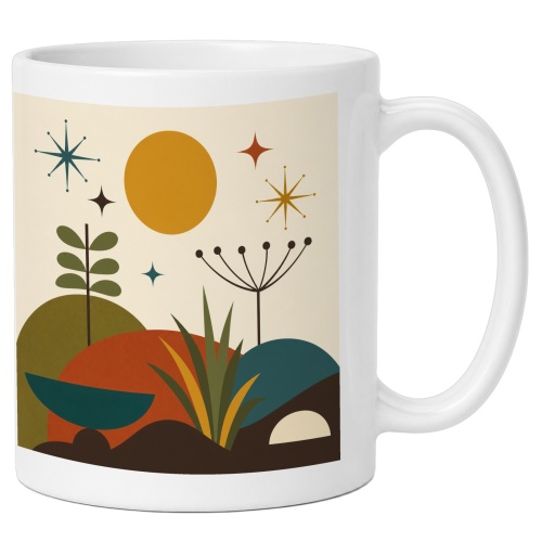 Tasse mit Retro-Botanischem Landschaftsmotiv