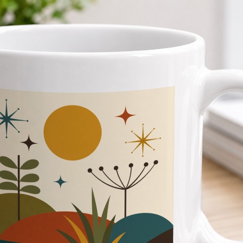 Tasse mit Retro-Botanischem Landschaftsmotiv