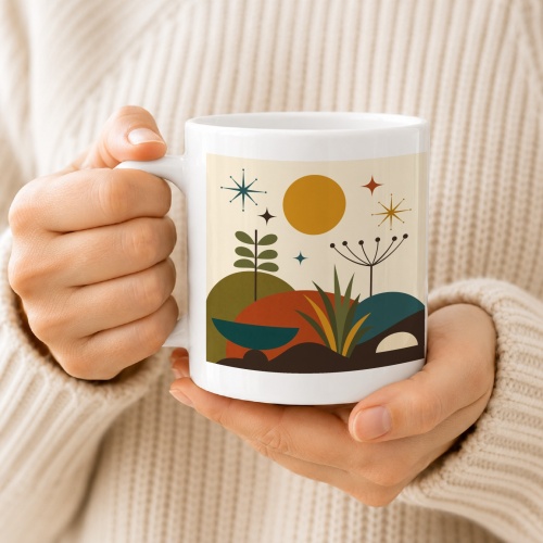 Tasse mit Retro-Botanischem Landschaftsmotiv