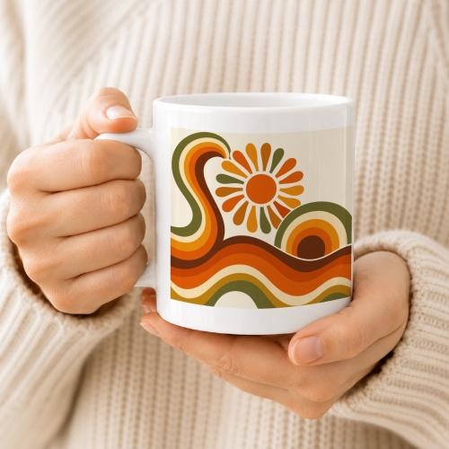 Tasse mit Retro-Sonnenmotiv