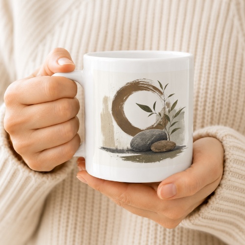 Tasse mit botanischem Steine-Motiv
