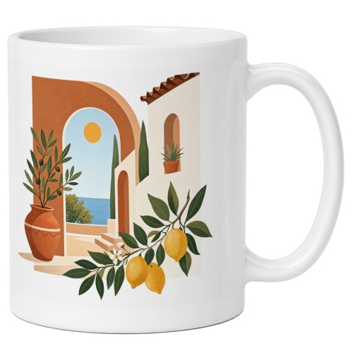 Tasse mit mediterranem Zitronenmotiv