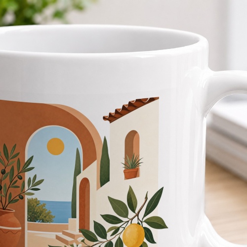 Tasse mit mediterranem Zitronenmotiv
