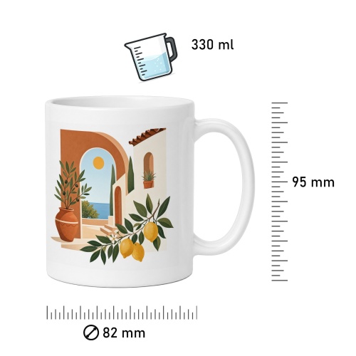 Tasse mit mediterranem Zitronenmotiv